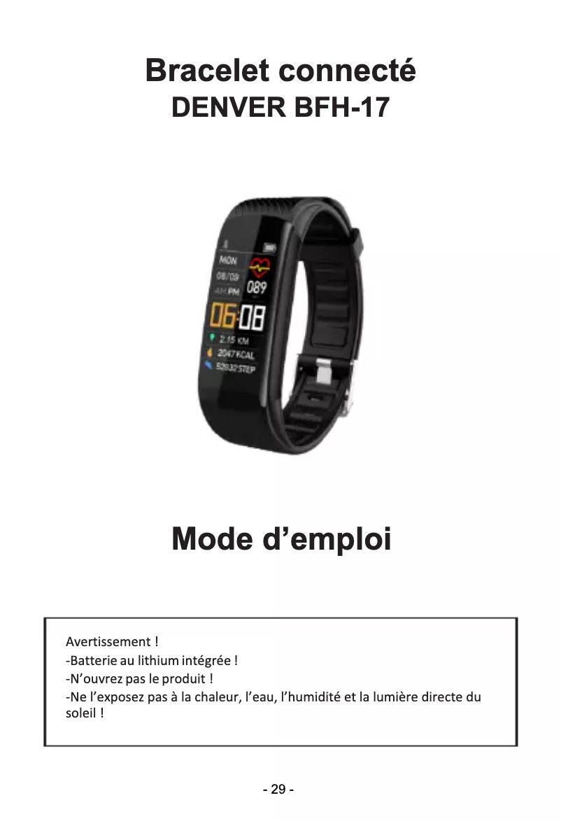 Page n°1 - Manuel utilisateur Denver BFH-17