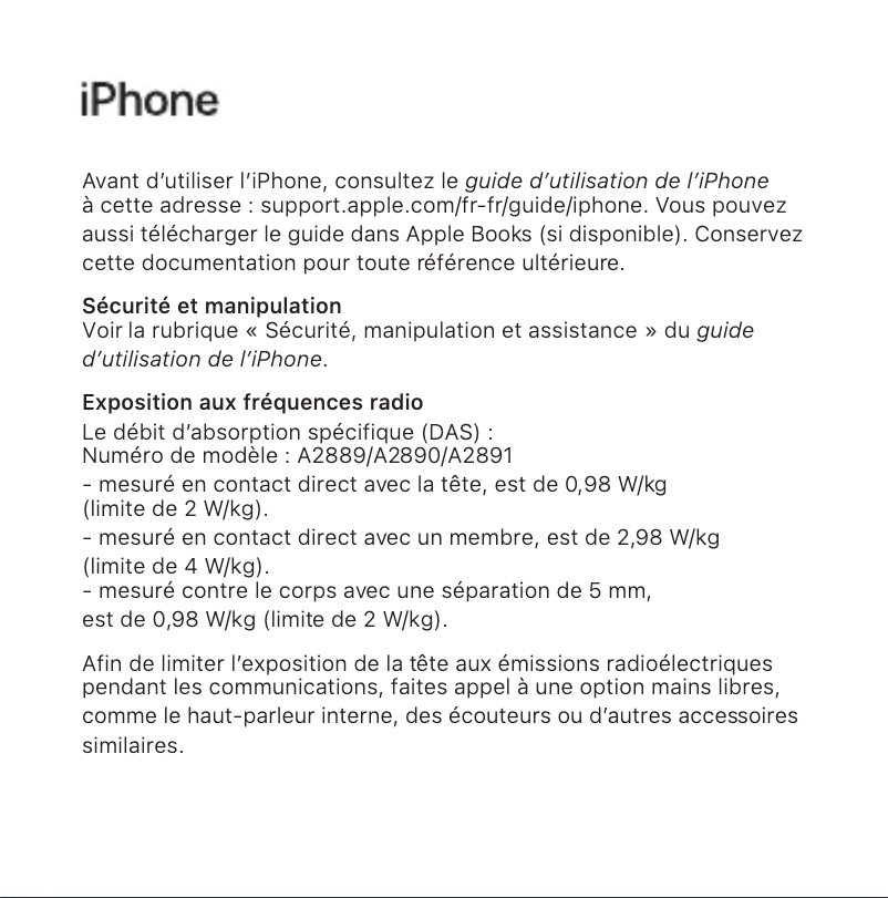 Page 1 de la notice Manuel utilisateur Apple iPhone 14 Pro