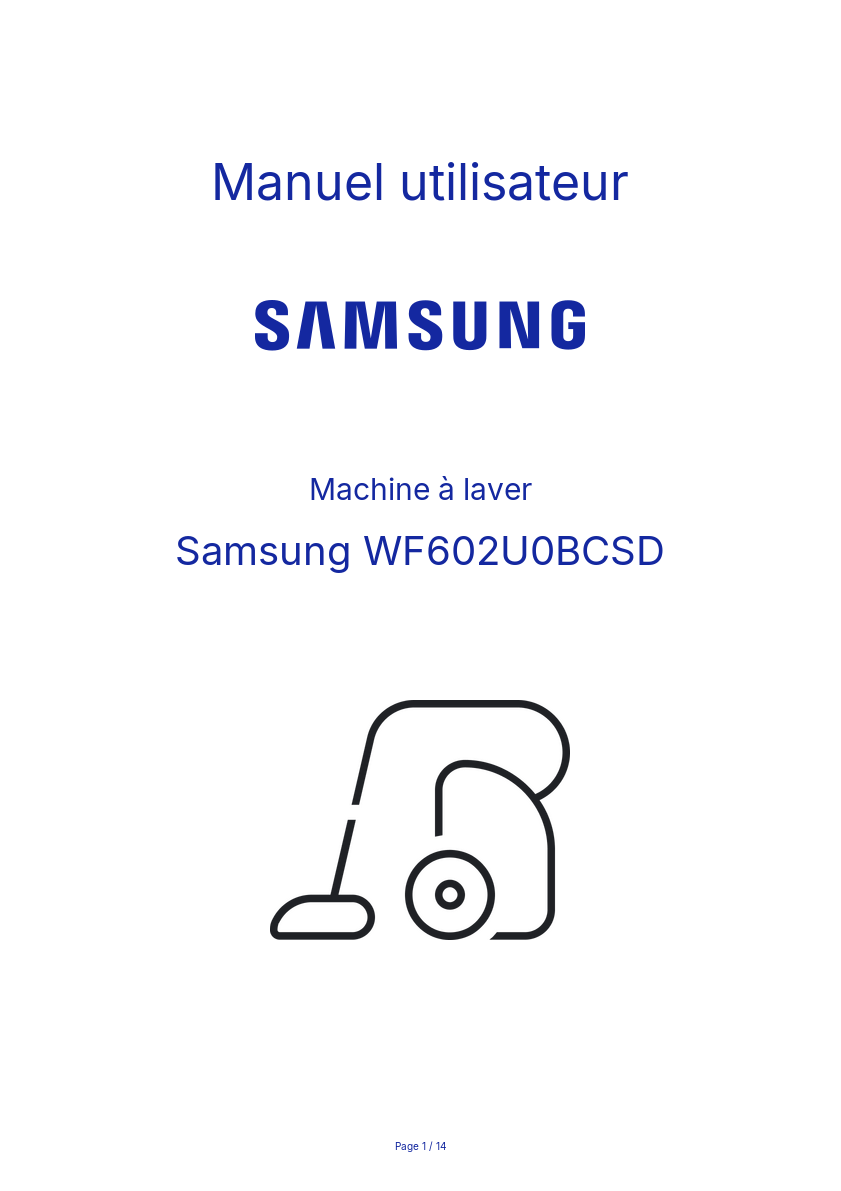 Page n°1 - Manuel utilisateur Samsung WF602U0BCSD