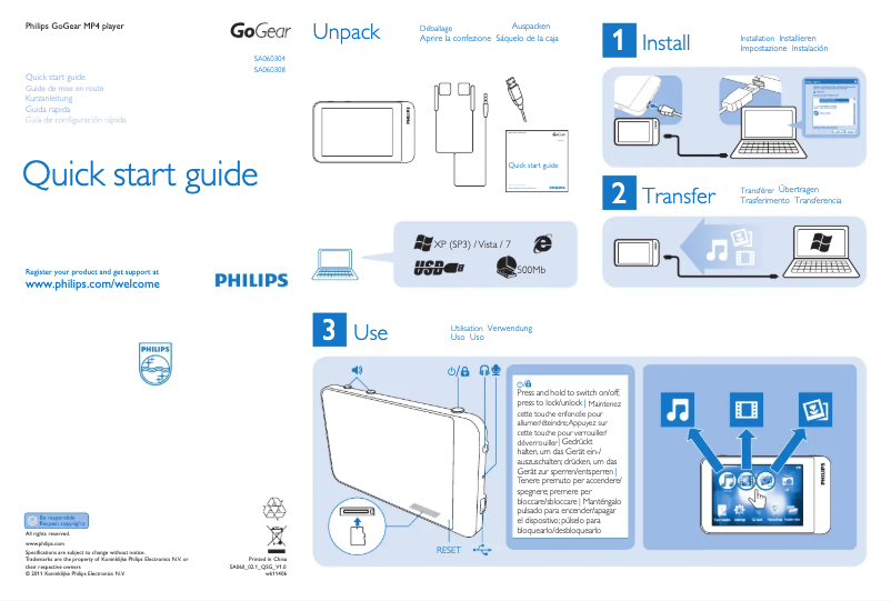 Page n°1 - Manuel utilisateur Philips GoGear SA060304