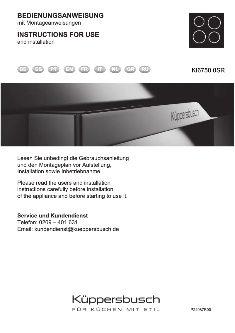 Page 1 de la notice Manuel utilisateur Küppersbusch KI6750.0SR