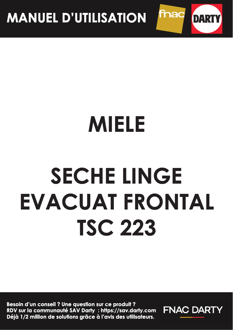 Page 1 de la notice Manuel utilisateur Miele TSC 223