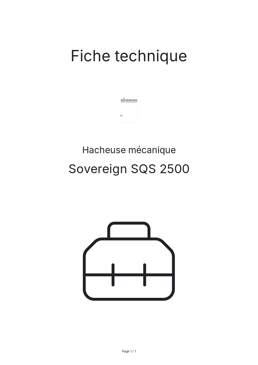 Page n°1 - Fiche technique Sovereign SQS 2500