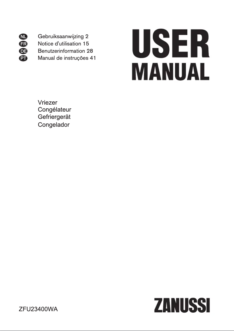 Image de la première page du manuel de l'appareil ZFU 23400 WA