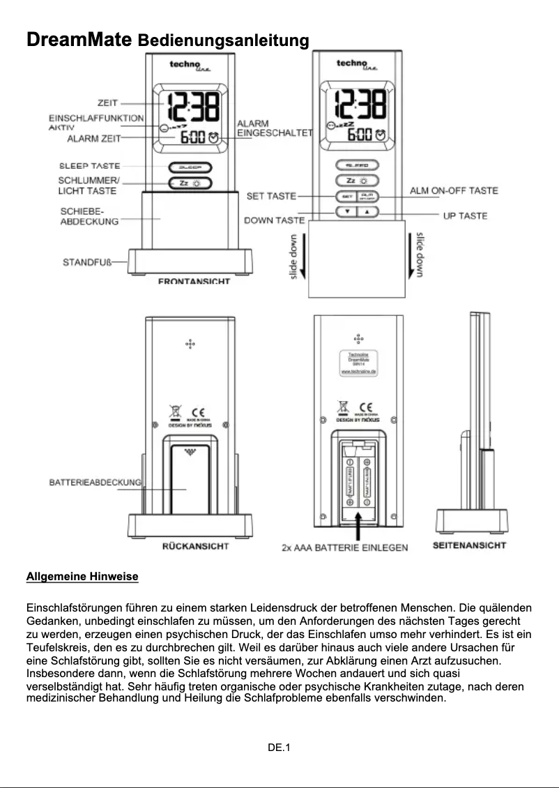 Página 1 del manual Manual de usuario Techno Line Dream Mate