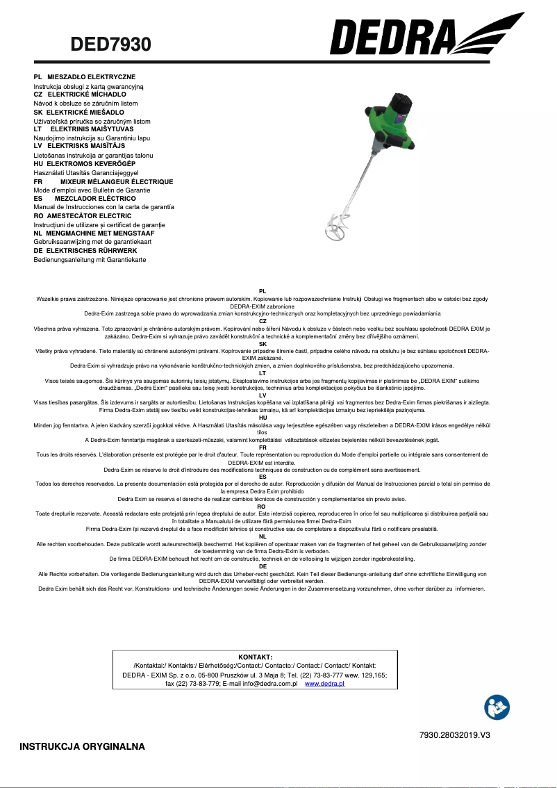 Image de la première page du manuel de l'appareil DED7930