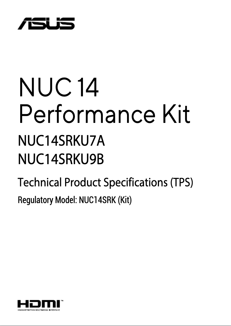 Page 1 de la notice Manuel utilisateur Asus NUC 14 Performance Kit
