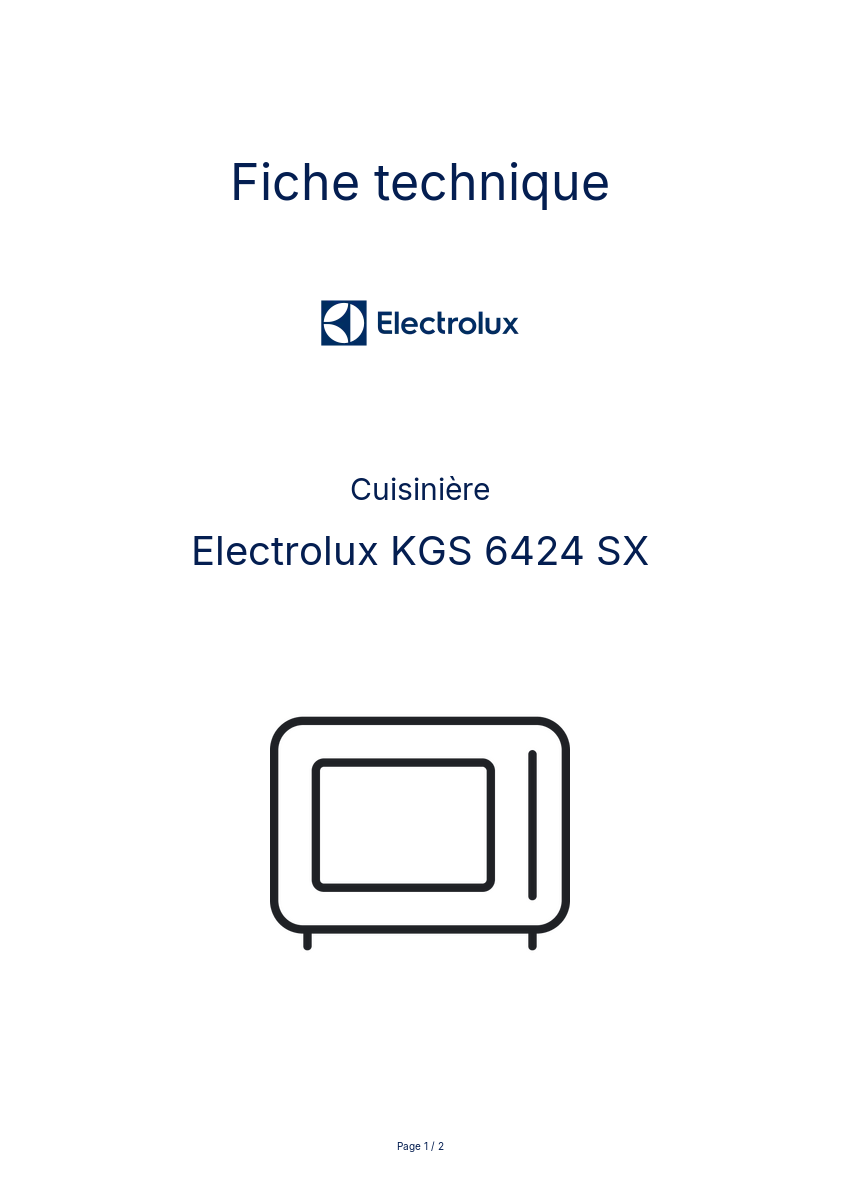 Page n°1 - Fiche technique Electrolux KGS 6424 SX