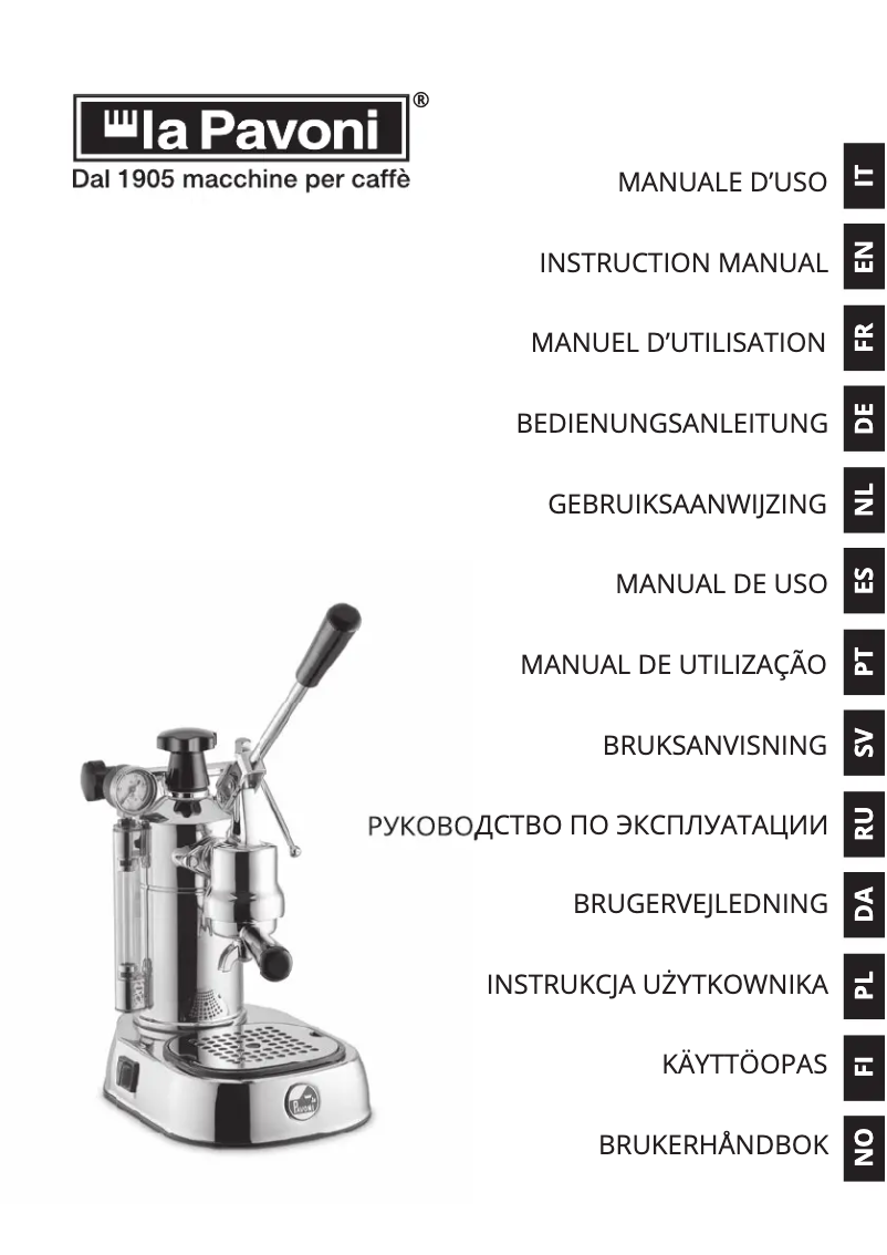 Page n°1 - Manuel utilisateur la Pavoni Europicola Lusso