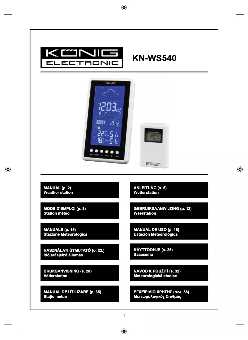Page n°1 - Manuel utilisateur Konig KN-WS540