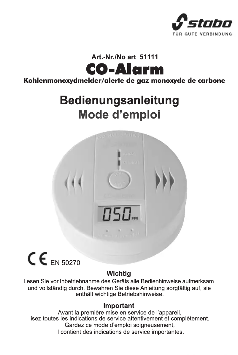 Imagen de la primera página del manual del dispositivo CO-Alarm