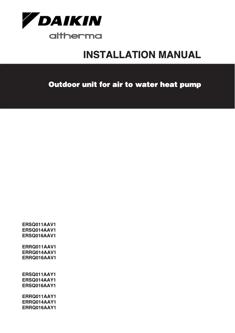Page n°1 - Manuel utilisateur Daikin ERSQ011AAV1