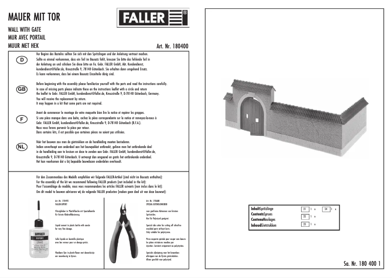 Page n°1 - Manuel utilisateur Faller 180400