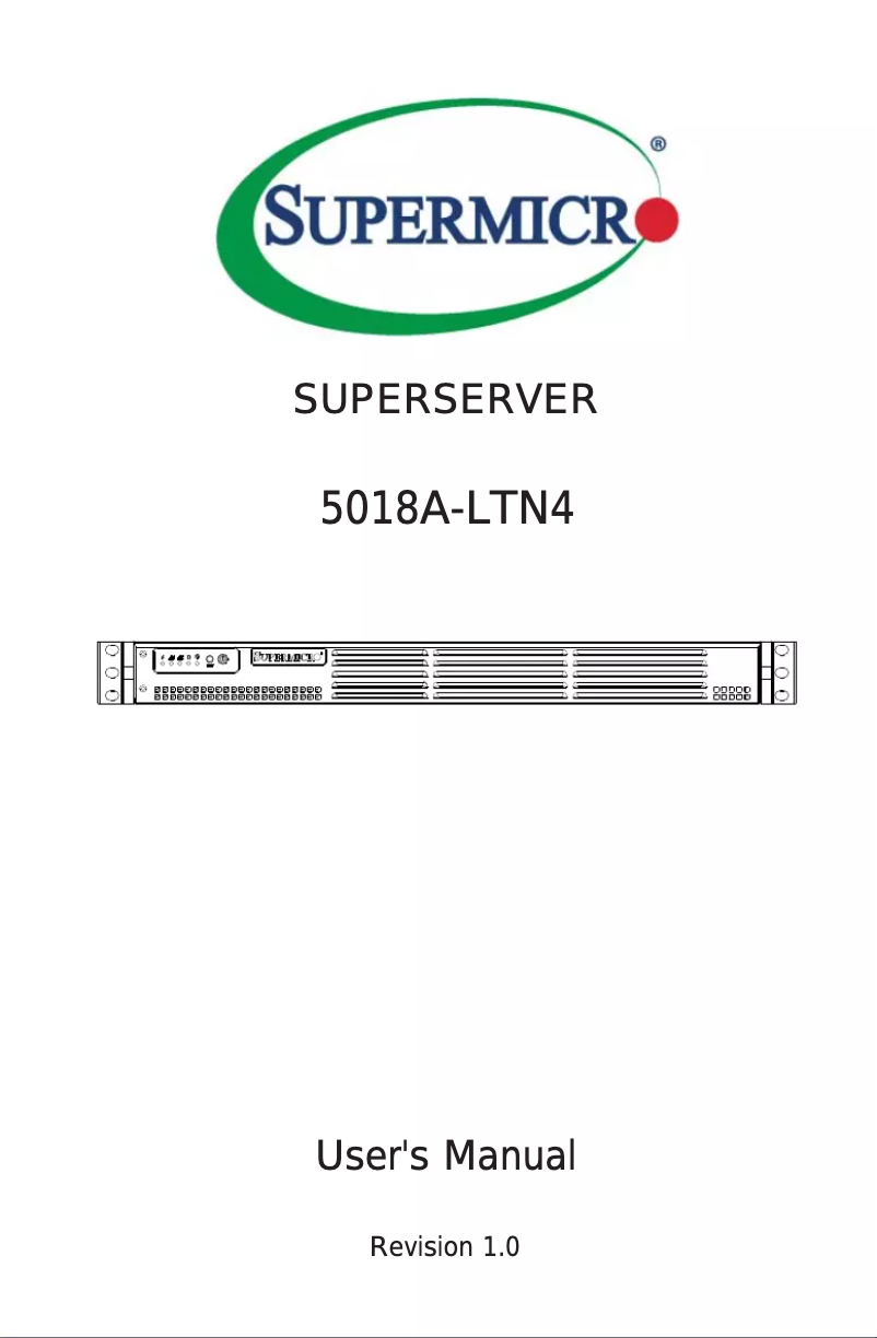 Page 1 de la notice Manuel utilisateur Supermicro SuperServer 5018A-LTN4