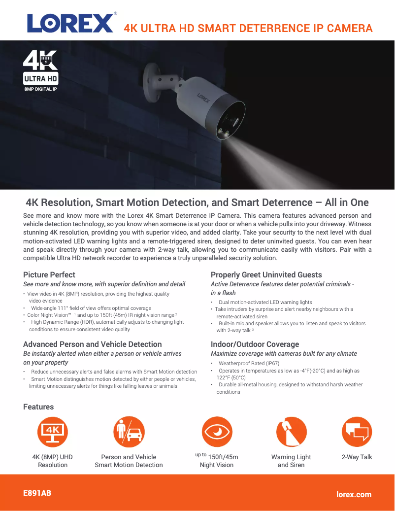 Page n°1 - Fiche technique Lorex E891AB