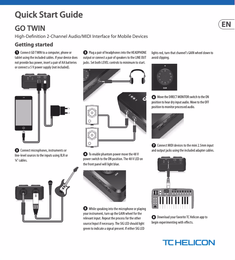 Page 1 de la notice Manuel utilisateur TC Helicon GO Twin