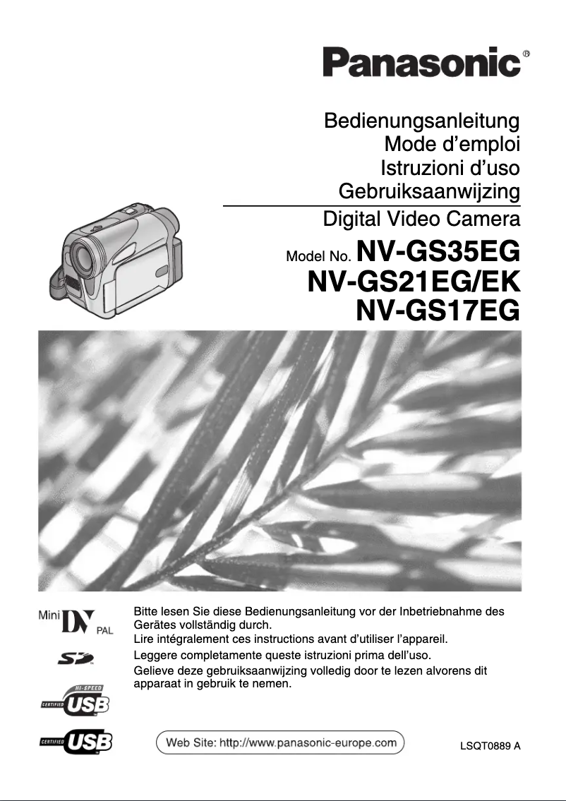Page 1 de la notice Manuel utilisateur Panasonic NV-GS35