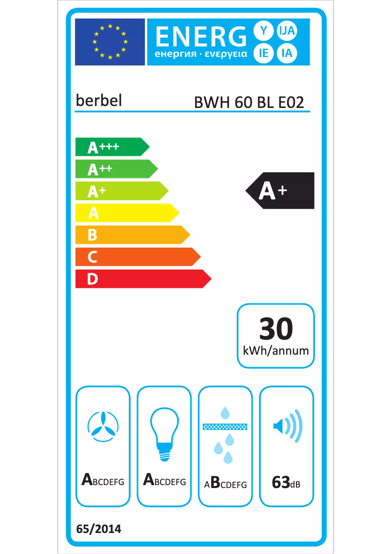 Page n°1 - Label énergétique Berbel BWH 60 BL