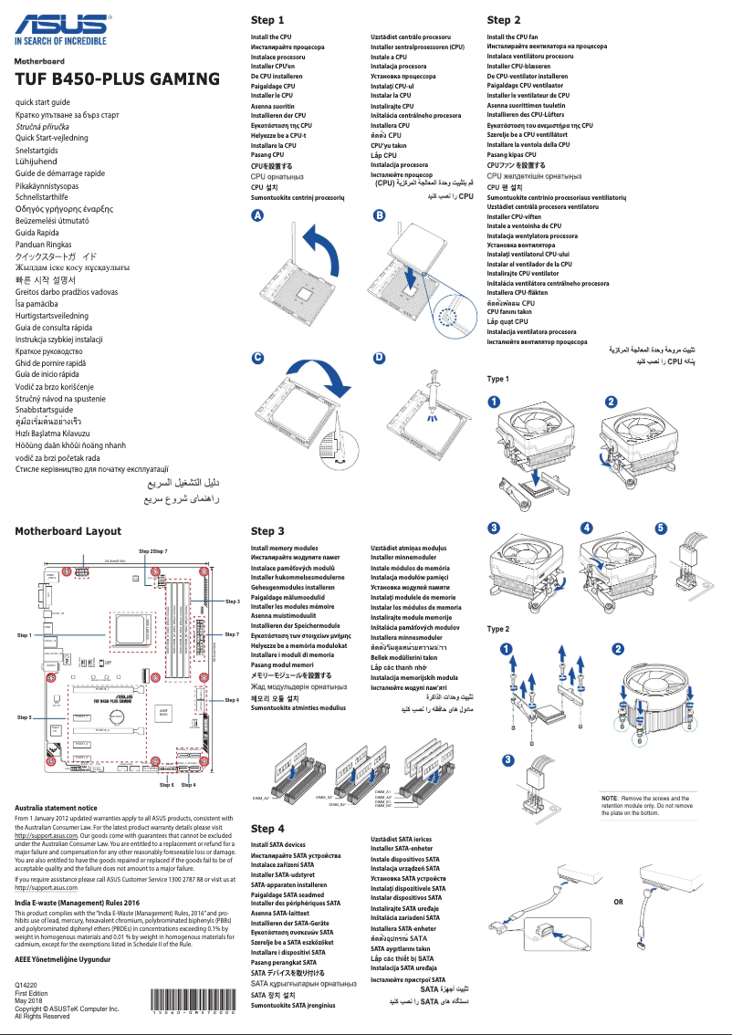 Image de la première page du manuel de l'appareil TUF B450-PLUS Gaming