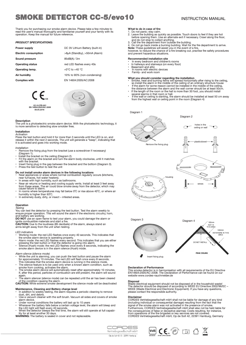 Page 1 de la notice Manuel utilisateur Cordes CC-5/evo10