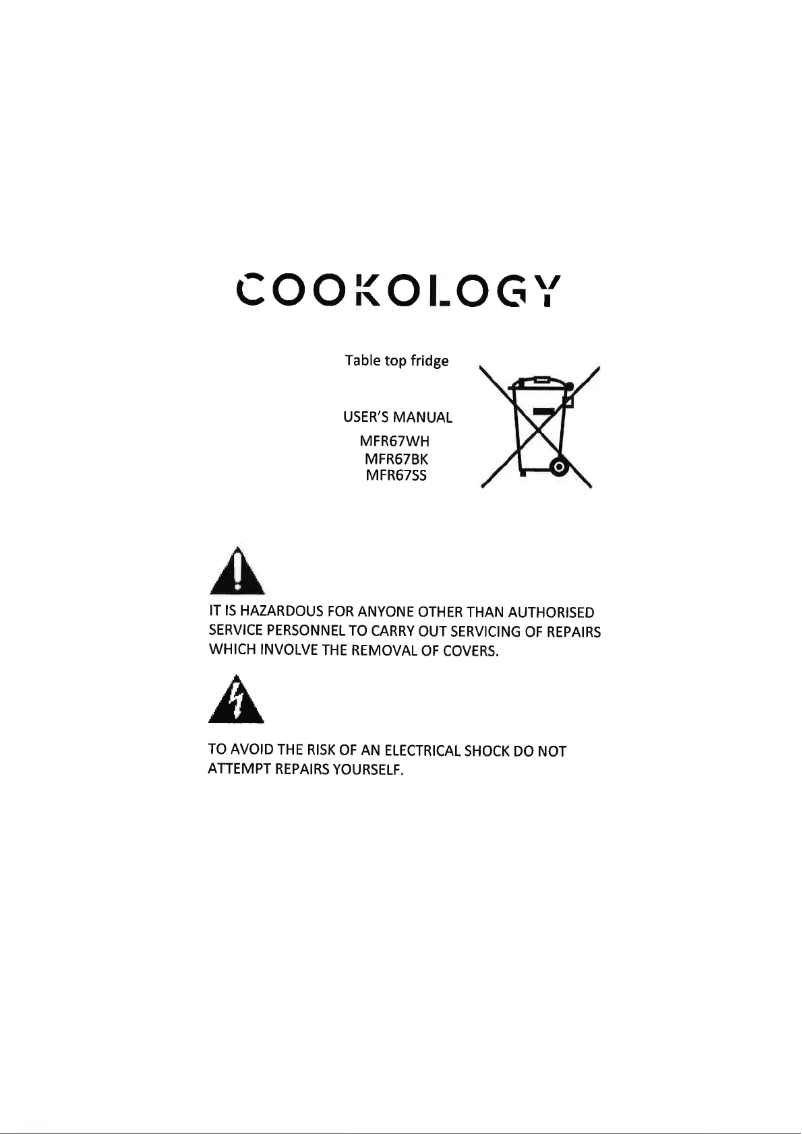 Page 1 de la notice Manuel utilisateur Cookology MFR67BK