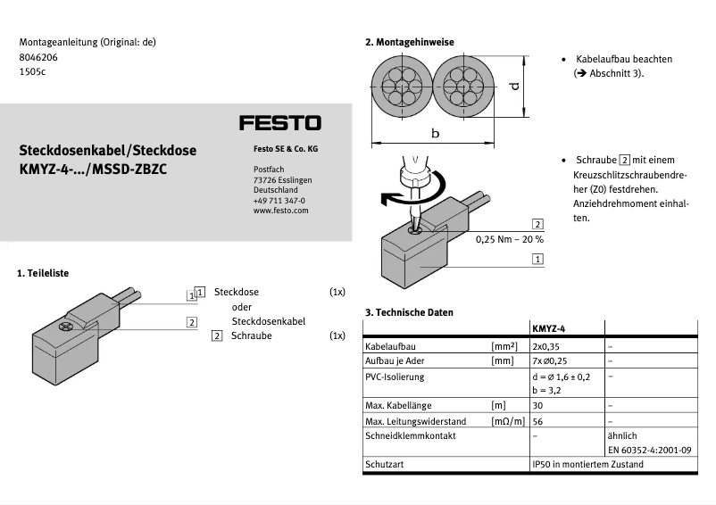 Page n°1 - Manuel utilisateur Festo MSSD-ZBZC