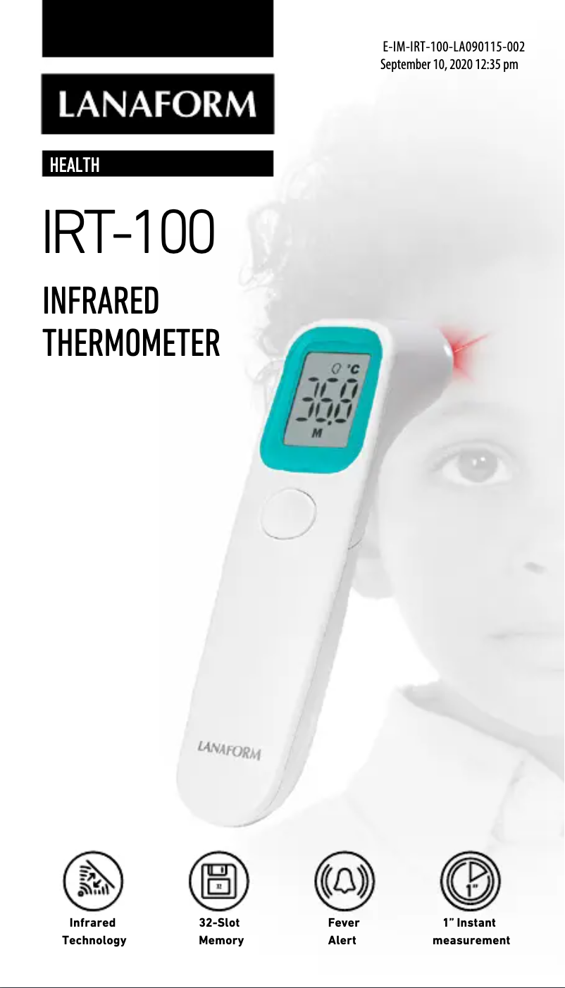 Page 1 de la notice Manuel utilisateur Lanaform IRT-100
