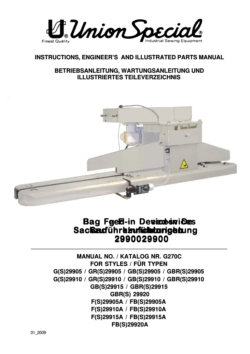 Page 1 de la notice Manuel utilisateur Union Special GS29910
