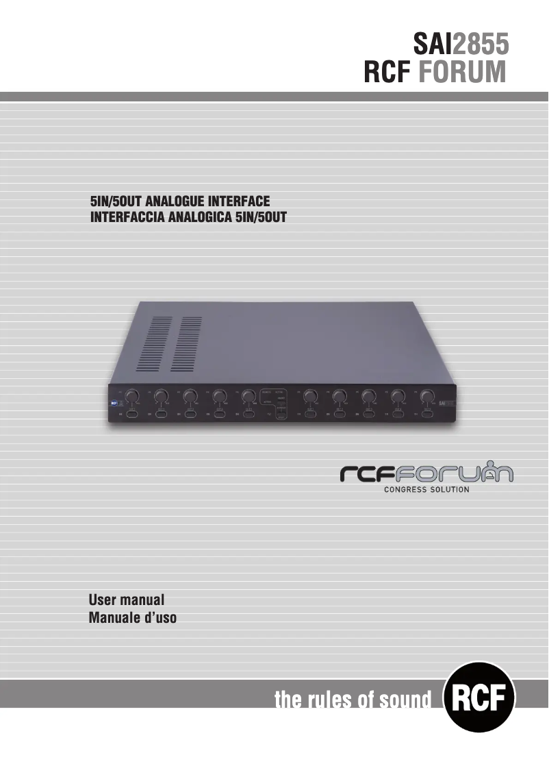 Page 1 de la notice Manuel utilisateur RCF SAI 2855