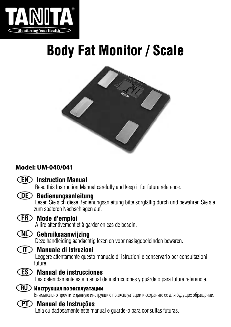 Page 1 de la notice Manuel utilisateur Tanita UM-041