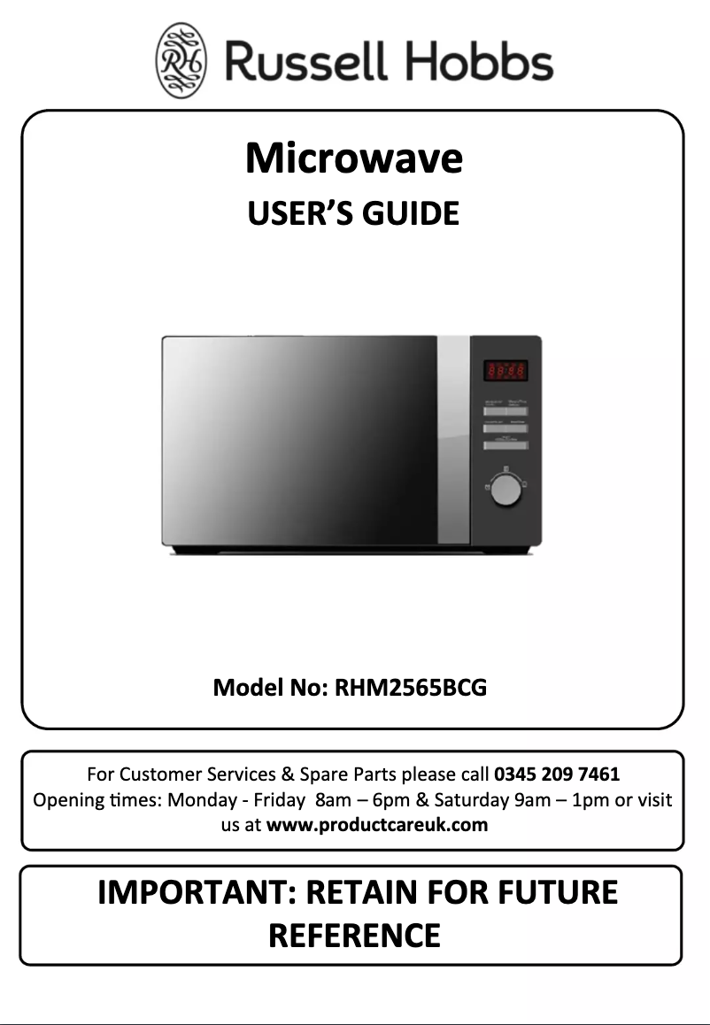 Page n°1 - Manuel utilisateur Russell Hobbs RHM2565BCG