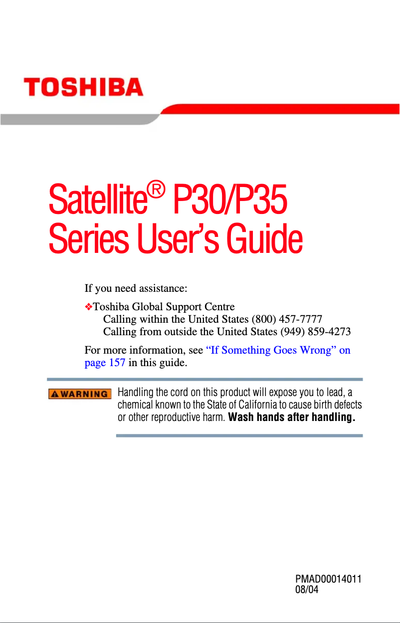 Page n°1 - Manuel utilisateur Toshiba Satellite P35