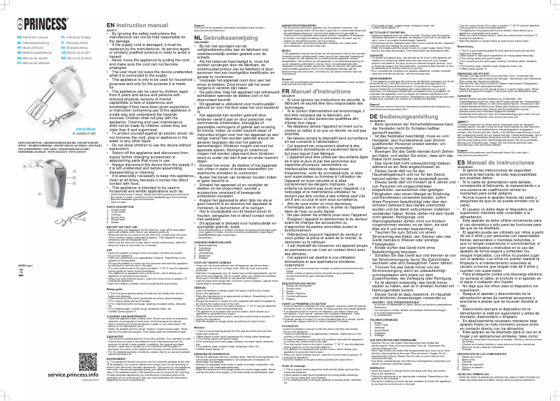 Página 1 del manual Manual de usuario Princess Hand Mixer Turbo 222202