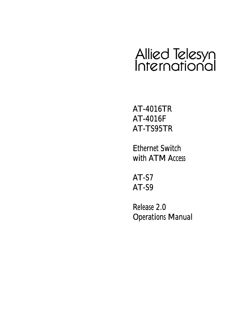 Page 1 de la notice Manuel utilisateur Allied Telesis AT-4016TR