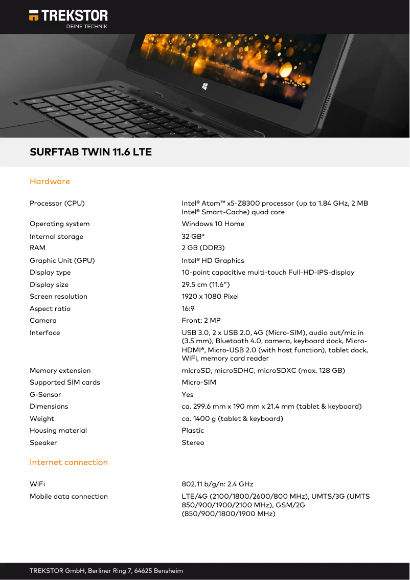 Image de la première page du manuel de l'appareil SurfTab twin 11.6