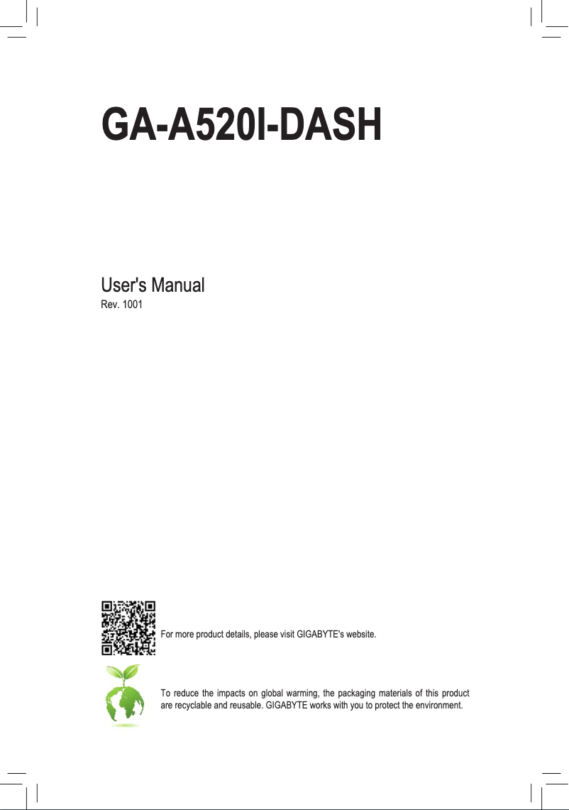 Image de la première page du manuel de l'appareil GA-A520I-DASH