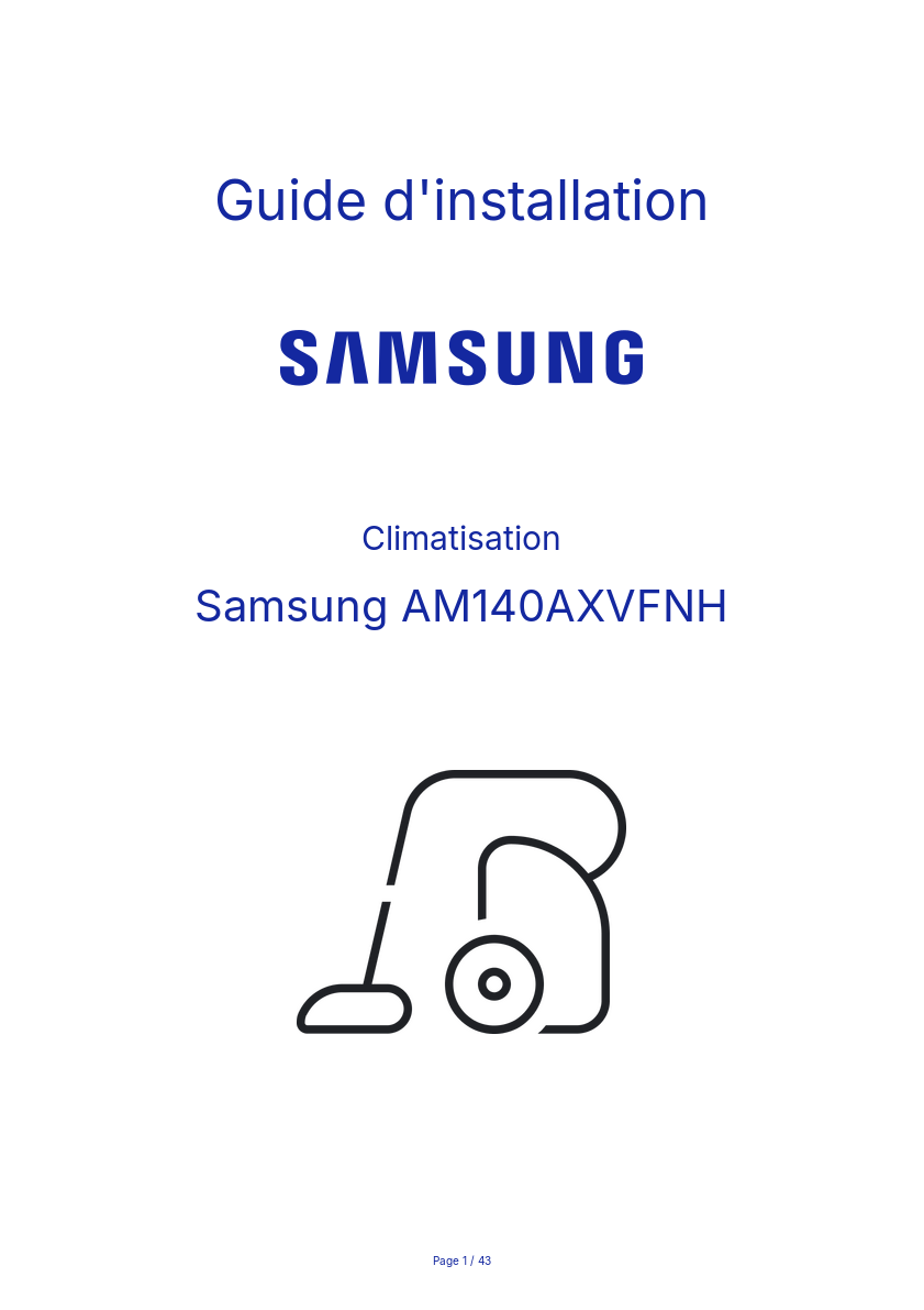 Page n°1 - Guide d'installation Samsung AM140AXVFNH