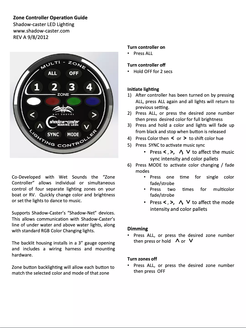 Image de la première page du manuel de l'appareil WS-4Z-RGB
