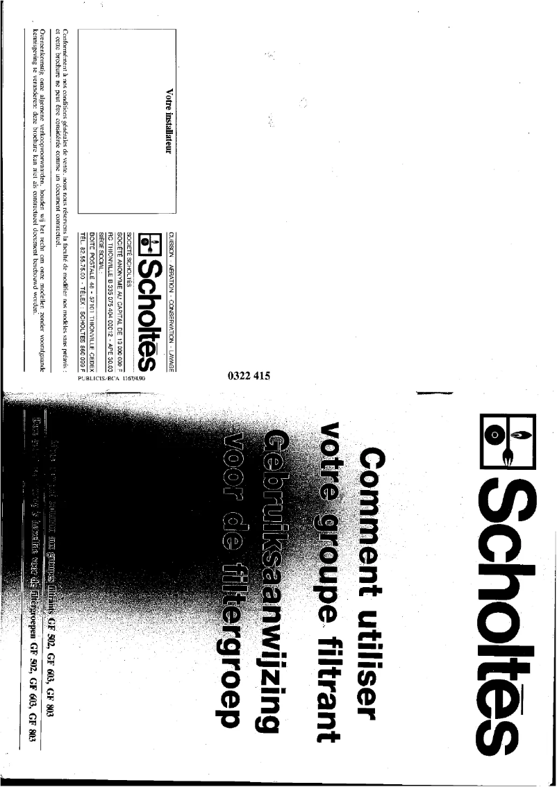 Image de la première page du manuel de l'appareil GF 803