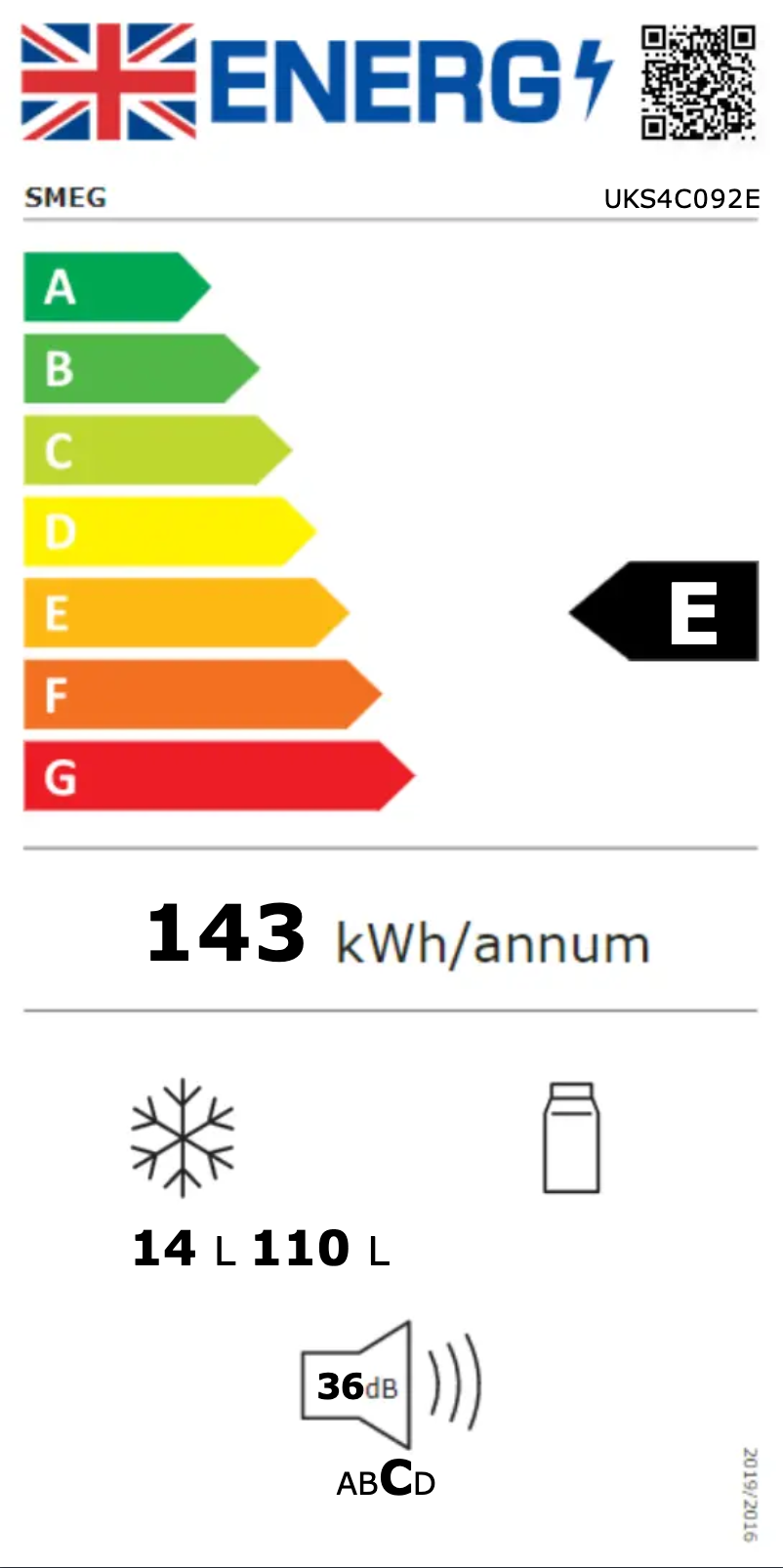 Page n°1 - Label énergétique Smeg UKS4C092E