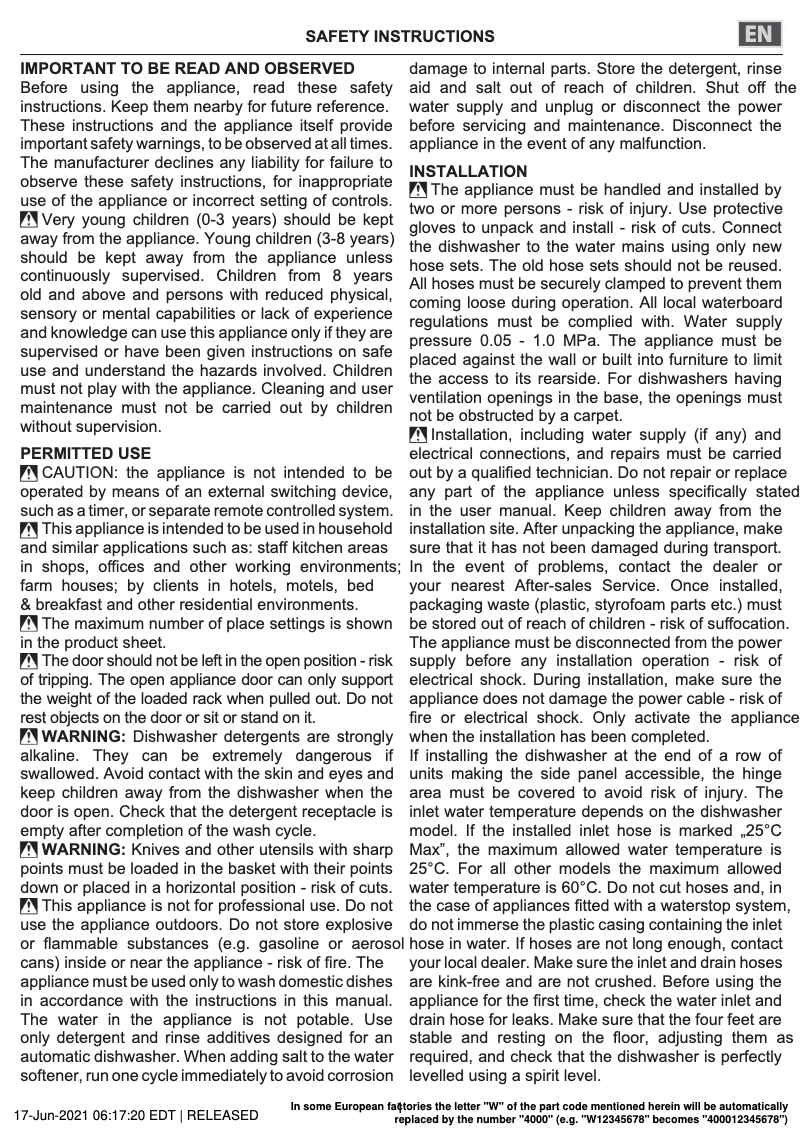 Page 1 de la notice Instructions de sécurité Bauknecht BBO 3T133 P X CH