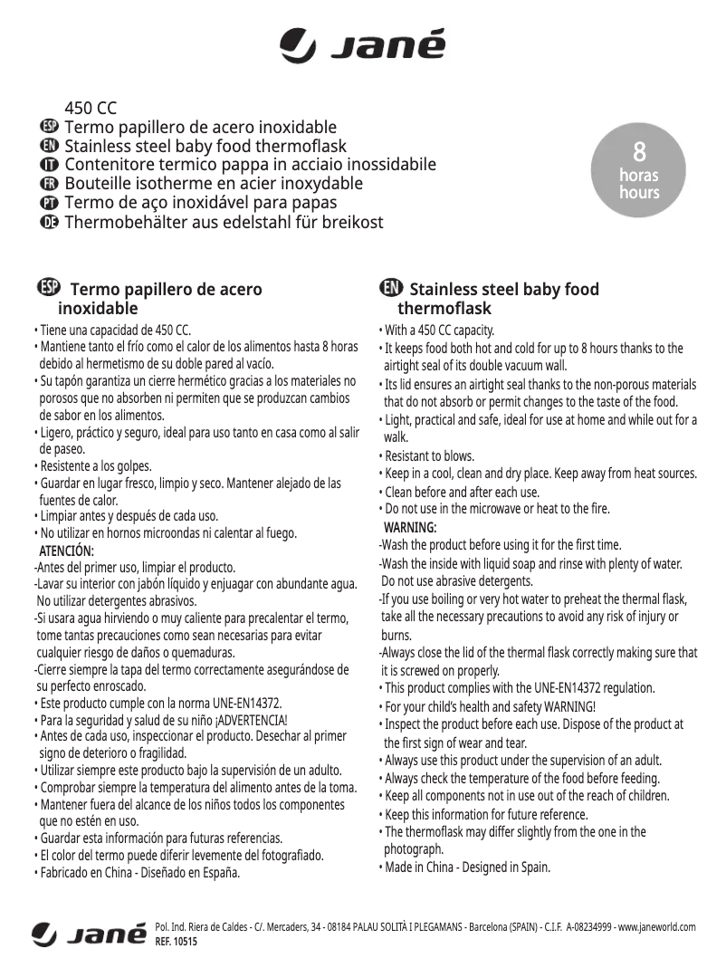 Page 1 de la notice Manuel utilisateur Jane Thermic Color Line