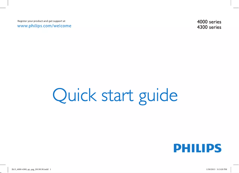 Page n°1 - Guide de démarrage rapide Philips 46PFL4308