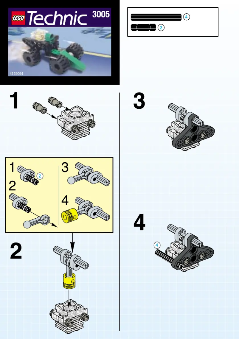 Page 1 de la notice Manuel utilisateur Lego PISTON CAR