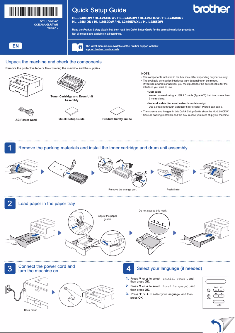Page 1 de la notice Manuel utilisateur Brother HL-L2460DN