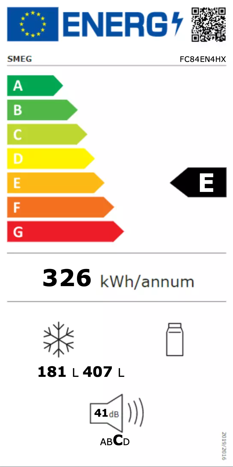 Page n°1 - Label énergétique Smeg FC84EN4HX
