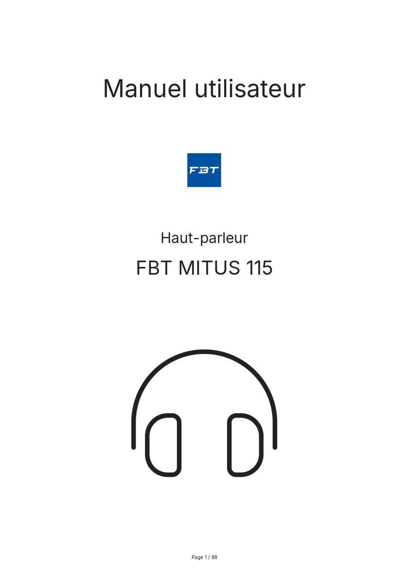 Page n°1 - Manuel utilisateur FBT MITUS 115