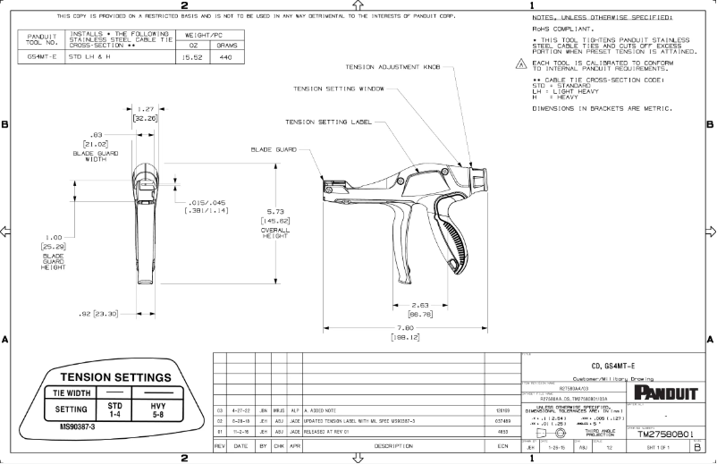 Page n°1 - Dessin technique Panduit GS4MT-E
