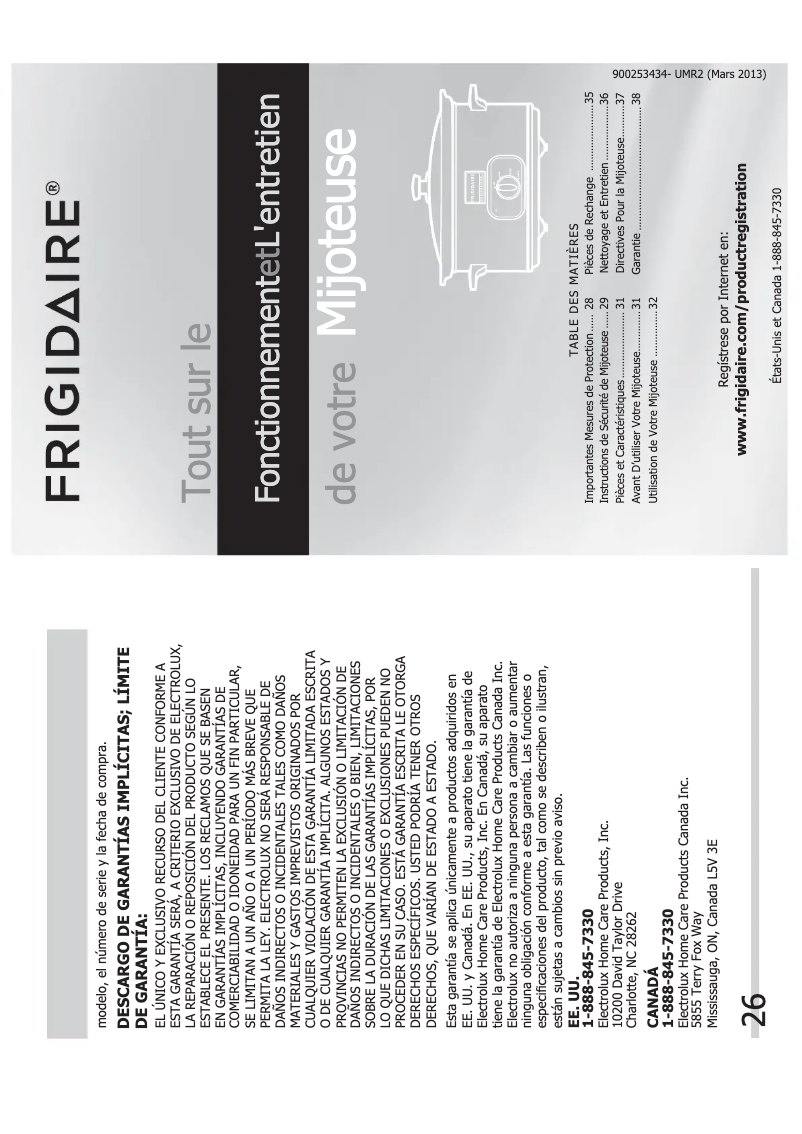 Page 1 de la notice Manuel utilisateur Frigidaire FPSC07K5NS