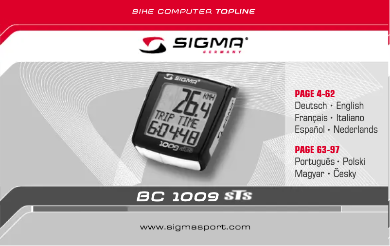 Page 1 de la notice Manuel utilisateur Sigma BC 1009 STS